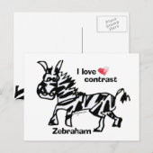 Carte Postale Zebraham - J'aime le contraste (Devant / Derrière)