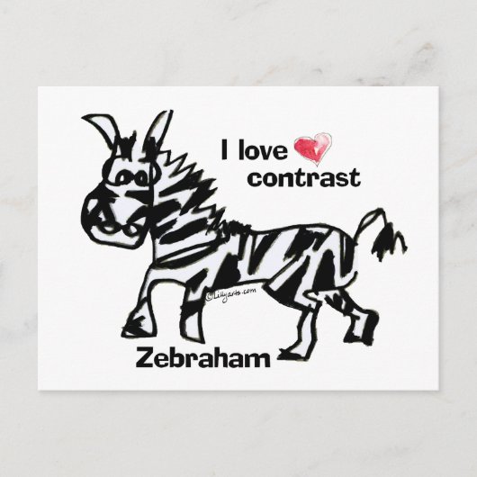 Carte Postale Zebraham - J'aime le contraste (Devant)