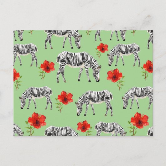 Carte Postale Zebras Among Hibiscus (Devant)