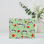 Carte Postale Zebras Among Hibiscus (Debout devant)