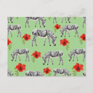 Carte Postale Zebras Among Hibiscus