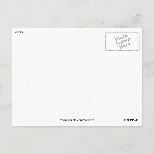 Carte Postale zèbre (Dos)
