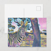 Carte Postale Zèbre animal belle couleur (Devant / Derrière)