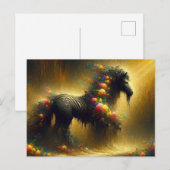 Carte Postale Zèbre et fleurs sur un Arrière - plan jaune (Devant / Derrière)