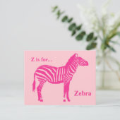 Carte Postale Zèbre - Fuchsia et rose clair (Debout devant)
