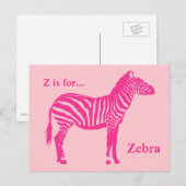 Carte Postale Zèbre - Fuchsia et rose clair (Devant / Derrière)