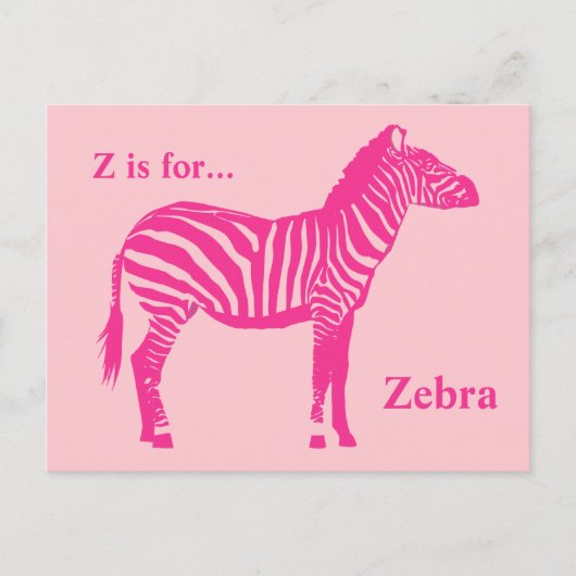 Carte Postale Zèbre - Fuchsia et rose clair (Devant)