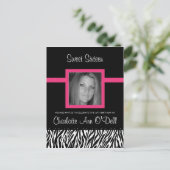 Carte Postale zèbre ; invitation d'anniversaire (Debout devant)