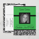 Carte Postale zèbre ; invitation d'anniversaire (Devant / Derrière)