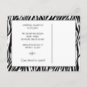 Carte Postale zèbre ; invitation d'anniversaire (Dos)