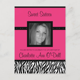 Carte Postale zèbre ; invitation d'anniversaire