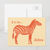 Carte Postale Zèbre - Mandarin et orange clair (Devant / Derrière)