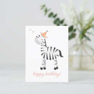 Carte Postale Zèbre Mignon Dessin Animé - Anniversaire Enfants