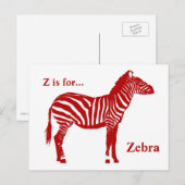 Carte Postale Zèbre - Rouge profond et blanc (Devant / Derrière)
