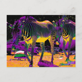 Carte Postale Zèbres colorés