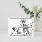 Carte Postale Zèbres festifs de fêtes | lumières scintillantes r (Debout devant)