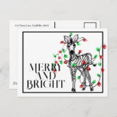 Carte Postale Zèbres festifs de fêtes | lumières scintillantes r (Devant / Derrière)