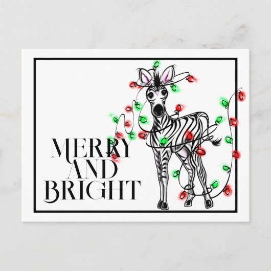 Carte Postale Zèbres festifs de fêtes | lumières scintillantes r (Devant)