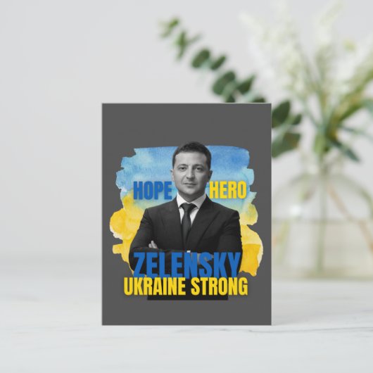 Carte Postale Zelensky Hope Héros Ukraine forte (Debout devant)