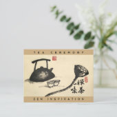 Carte Postale 'Zen and Tea have One Taste' Zen Calligraphie (Debout devant)