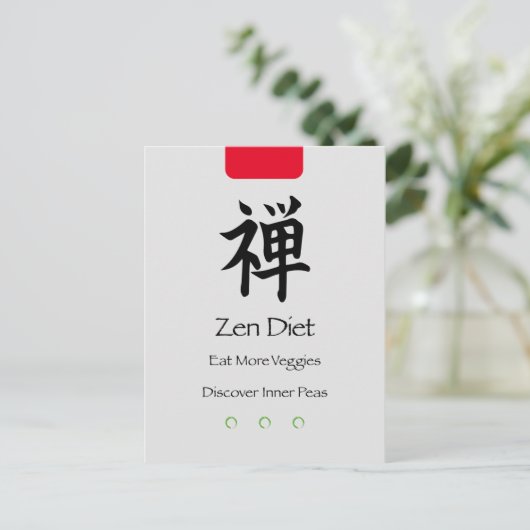 Carte Postale Zen Diet Manger Plus Légume Vertical (Debout devant)