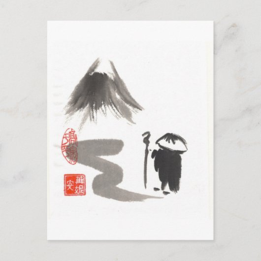 Carte Postale Zen Monk sur le voyage (Devant)