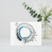 Carte Postale Zen Reverence, Enso[tons bleu, noir, argent] (Debout devant)