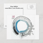 Carte Postale Zen Reverence, Enso[tons bleu, noir, argent] (Devant / Derrière)