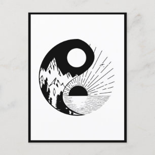Carte Postale Zen Yin Yang noir blanc