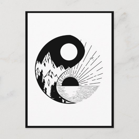 Carte Postale Zen Yin Yang noir blanc (Devant)