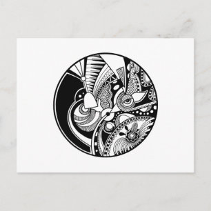 Carte Postale Zendala Abstraite Noire Et Blanc Sur Le Cercle