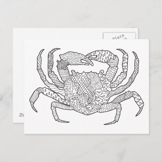 Carte Postale Zendoodle Crabe (Devant / Derrière)