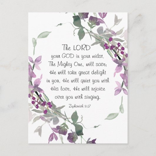 Carte Postale Zéphanie 3:17 Il se réjouit de vous (Devant)