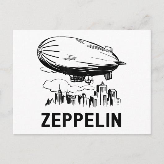Carte Postale Zeppelin rétro vintage - Croquis Dirigeable (Devant)