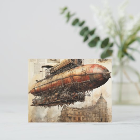 Carte Postale Zeppelin Steampunk vintage (3) (Debout devant)