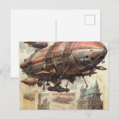 Carte Postale Zeppelin Steampunk vintage (9) (Devant / Derrière)