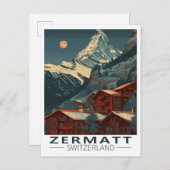 Carte Postale Zermatt Matterhorn Vintage voyage (Devant / Derrière)