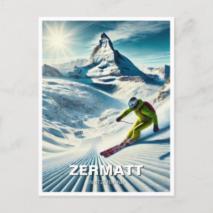 Carte Postale Zermatt Suisse Skier