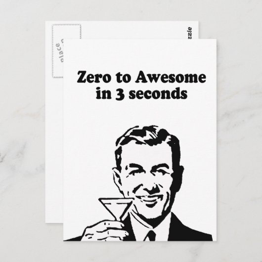 CARTE POSTALE ZÉRO À AWESOME EN 3 SECONDES (Devant / Derrière)