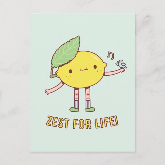 Carte Postale Zest For Life Cute Lemon and Bird Positive (Devant)