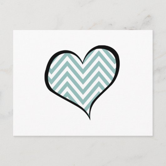 Carte Postale Zigzag bleu, Chevron bleu, Motif zigzag, Coeur (Devant)