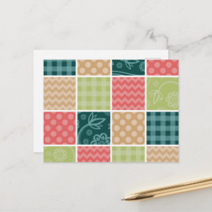 Carte Postale Zigzag, Chevron, En vichy, Pois, Patchwork