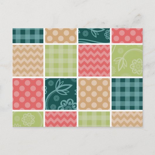 Carte Postale Zigzag, Chevron, En vichy, Pois, Patchwork (Devant)