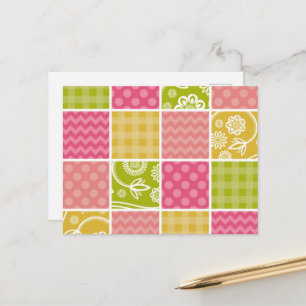 Carte Postale Zigzag, Chevron, Pois, En vichy, Patchwork