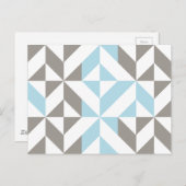 Carte Postale ZigZag géométrique bleu et argent (Devant / Derrière)