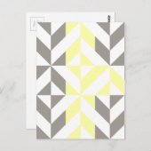Carte Postale ZigZag géométrique jaune et argent (Devant / Derrière)
