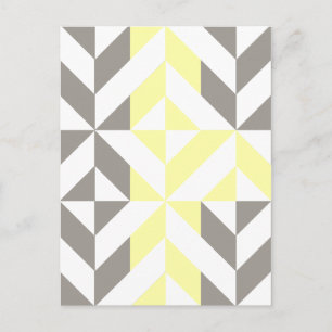 Carte Postale ZigZag géométrique jaune et argent