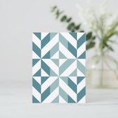 Carte Postale ZigZag géométrique vert turquoise à deux tons (Debout devant)