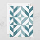 Carte Postale ZigZag géométrique vert turquoise à deux tons (Devant / Derrière)