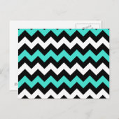 Carte Postale Zigzag noir blanc turquoise (Devant / Derrière)